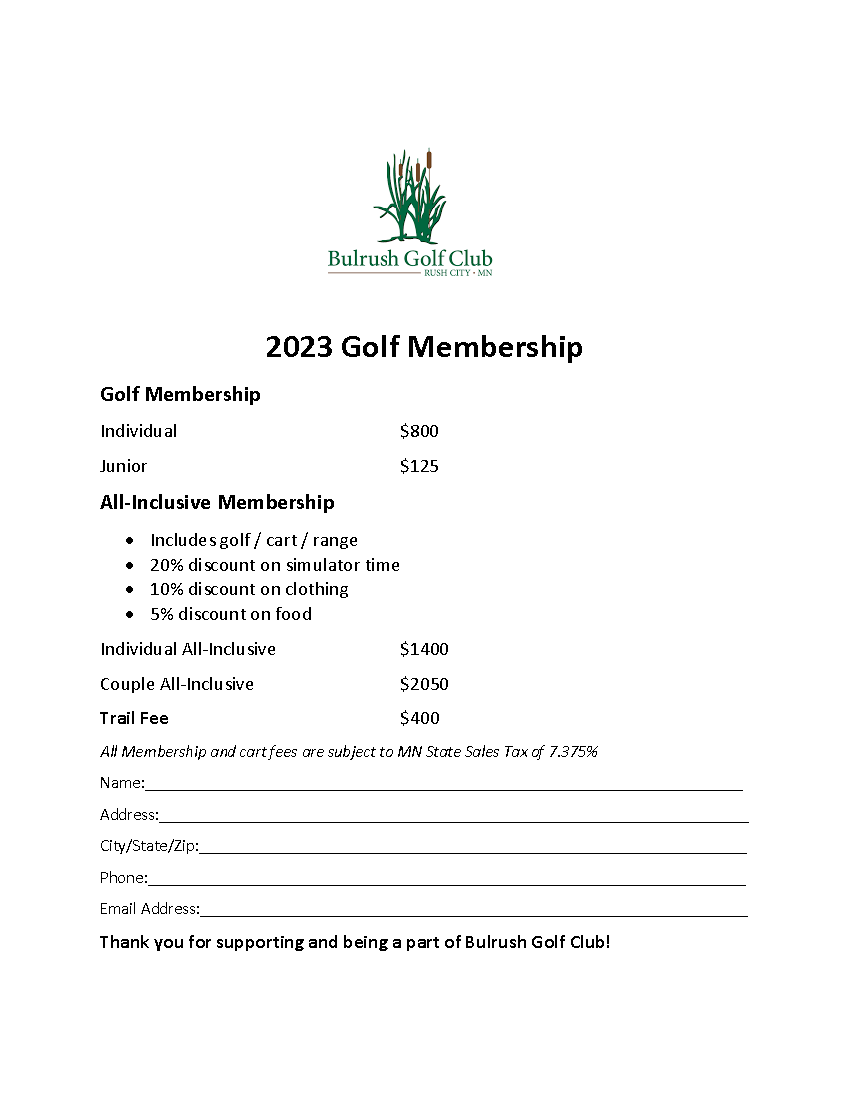 Golf Membership Options Bulrush Golf Club