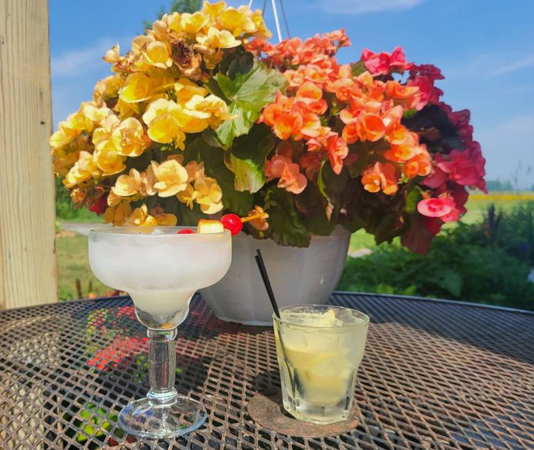 Drinks on table at club patio